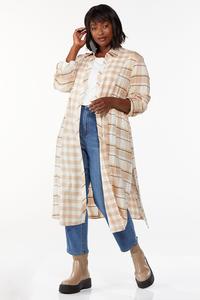 Plus Size Mixed Plaid Duster