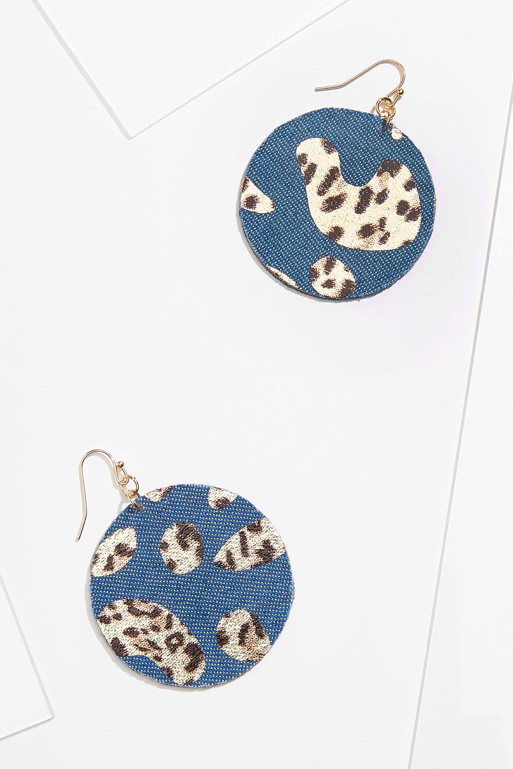 Denim Animal Print Earrings