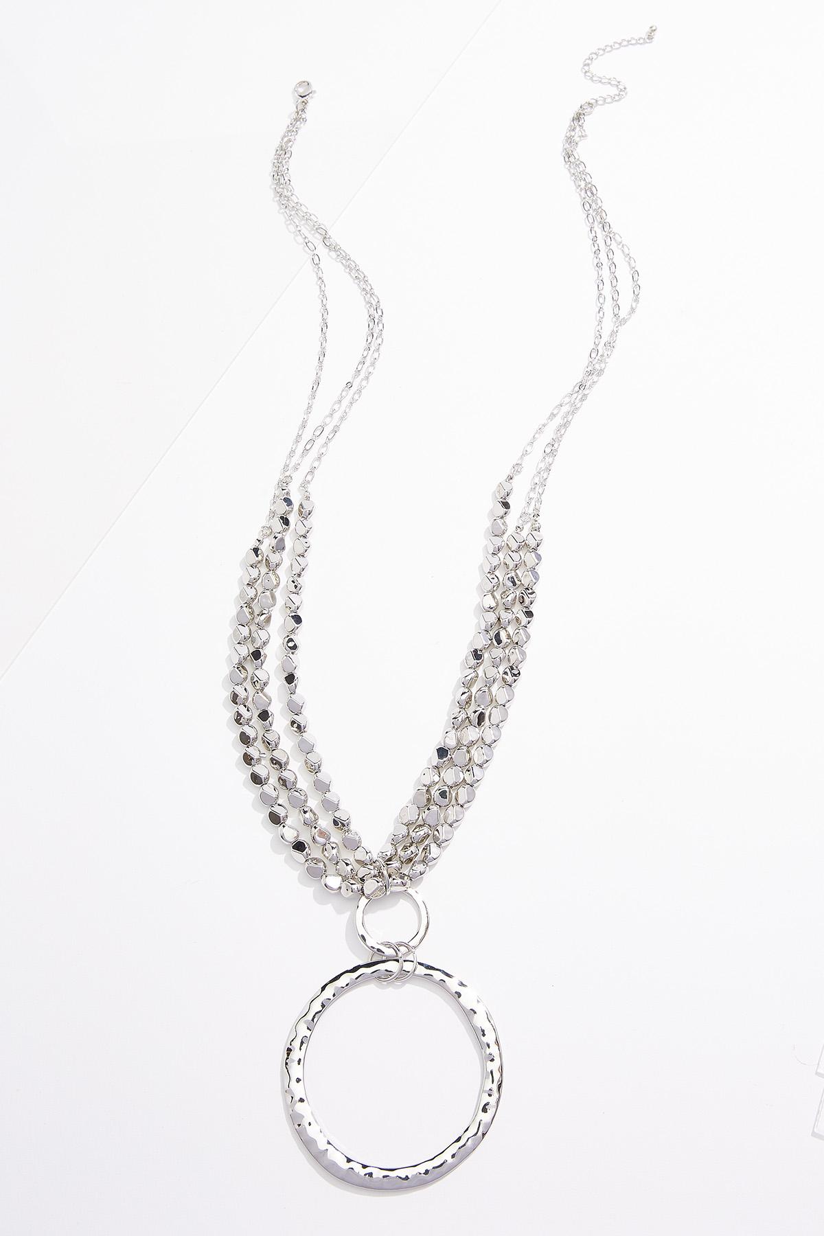 Layered Bead Circle Pendant Necklace