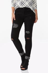 Leopard Patch Skinny Jeans