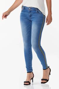Embroidered Striped Jeggings