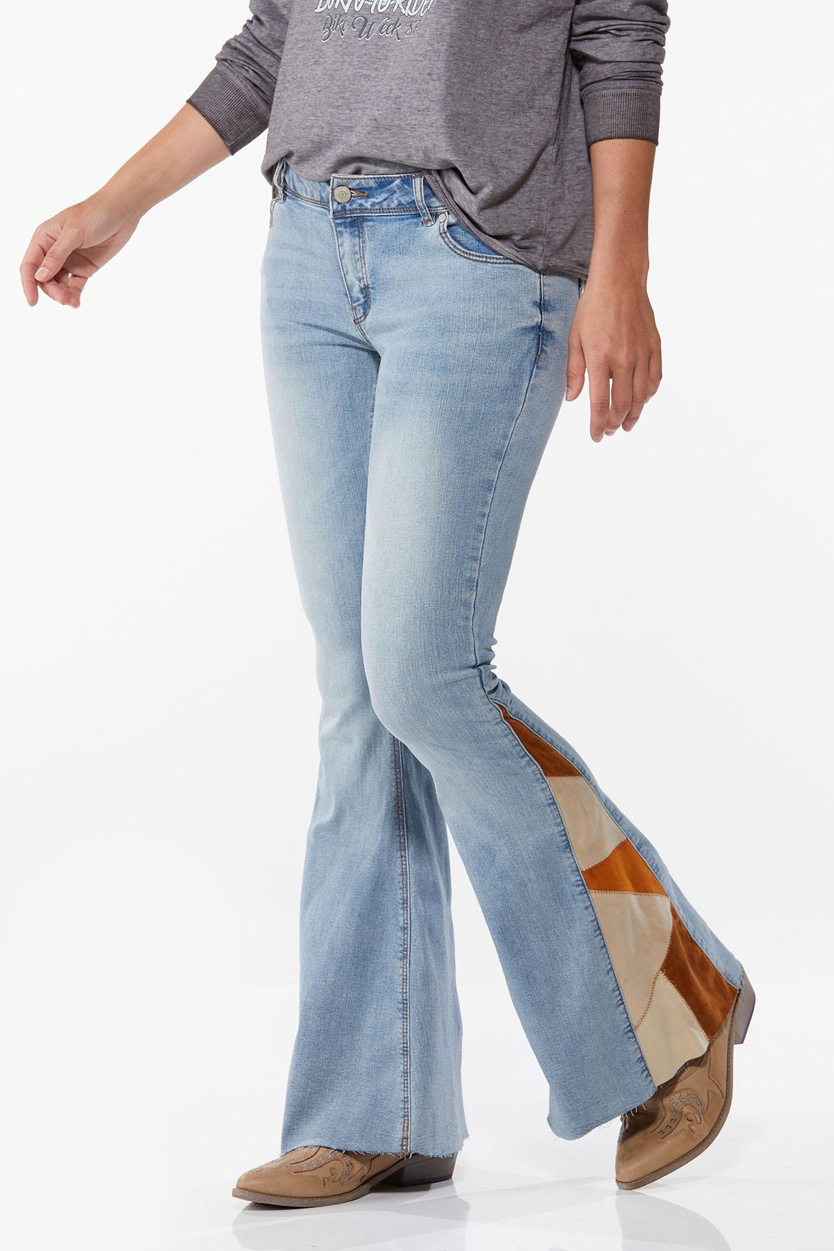 Faux Suede Flare Jeans