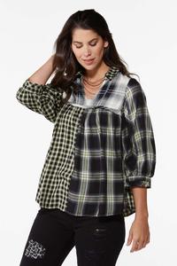 Mixed Check Poet Top
