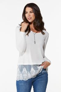 Lace Trim Waffle Top