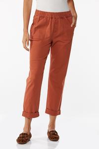 Solid Pull-On Twill Pants