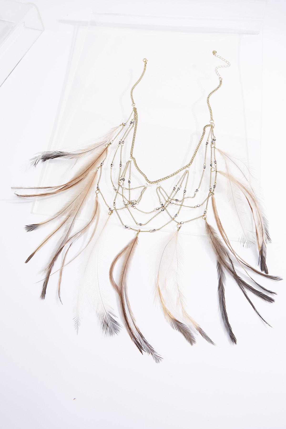 Feather Chain Statement Necklace
