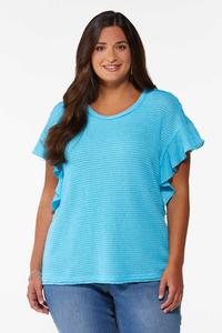 Plus Size Solid Waffle Texture Top