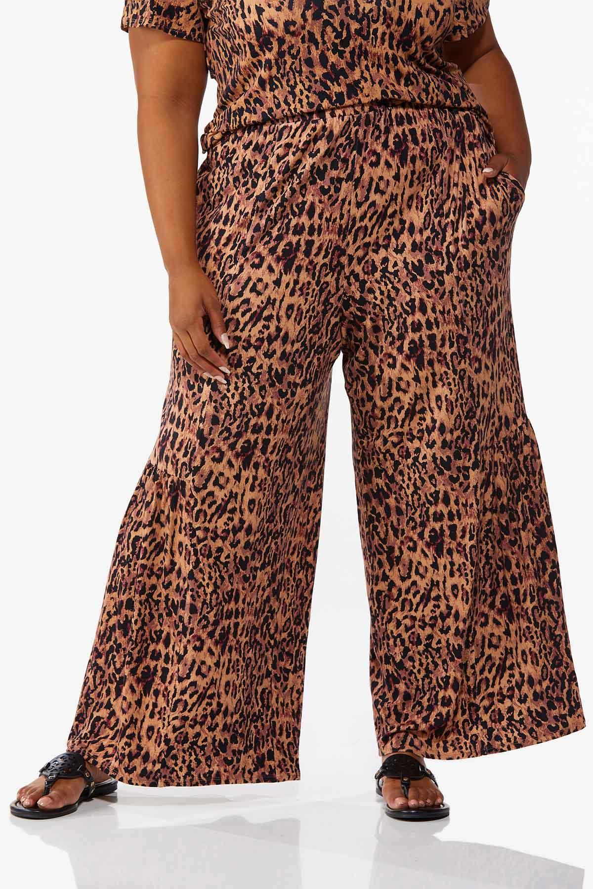 Plus Size Tiered Leopard Pants