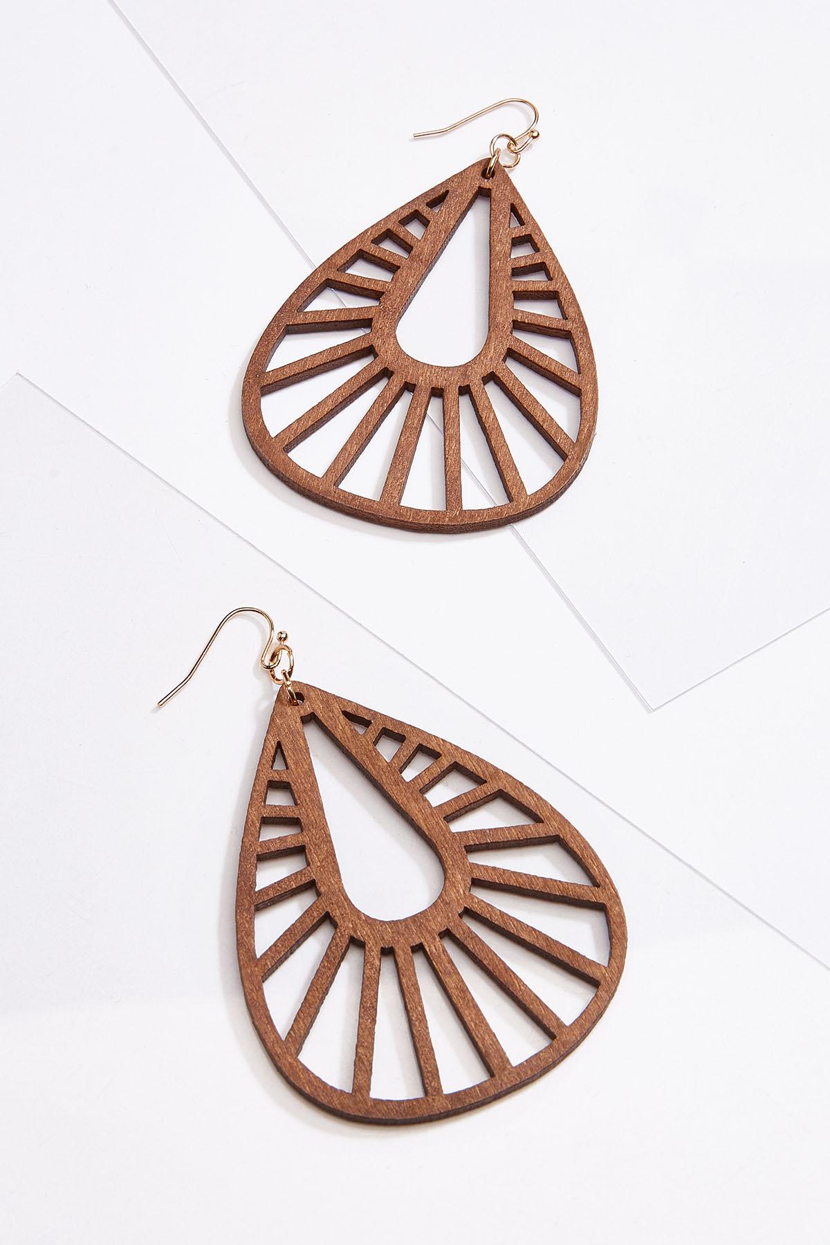 Cutout Dangle Wood Earrings