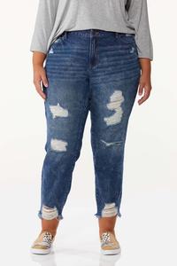 Plus Size Distressed Frayed Skinny Jeans