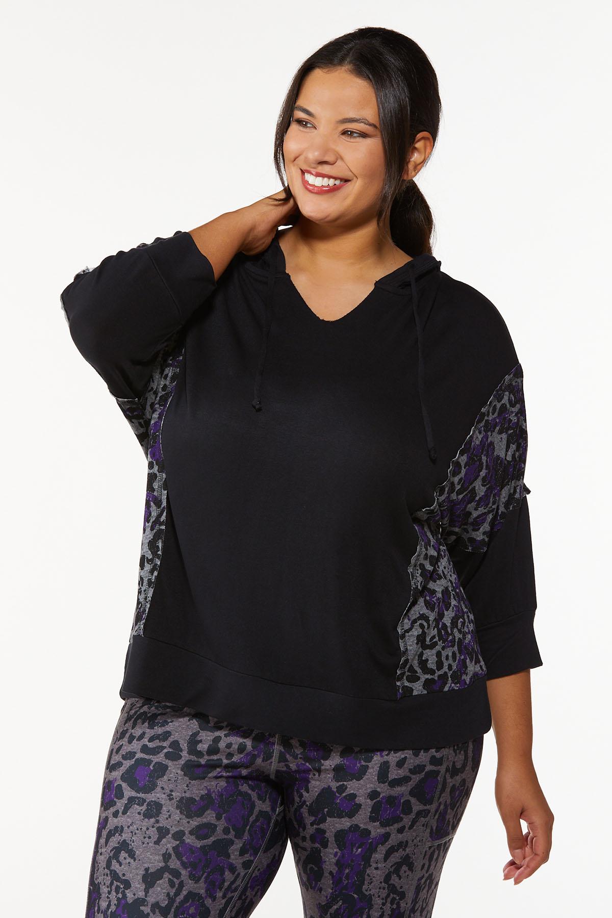Plus Size Leopard French Terry Hoodie