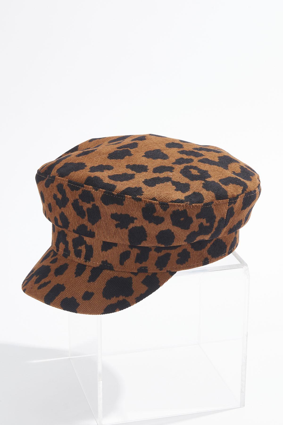 Corduroy Leopard Cabbie Hat