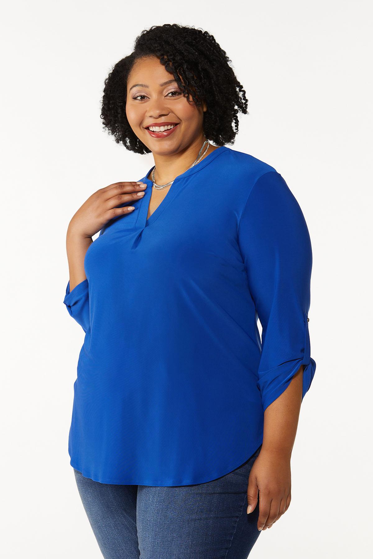 Plus Size Solid Pullover Top