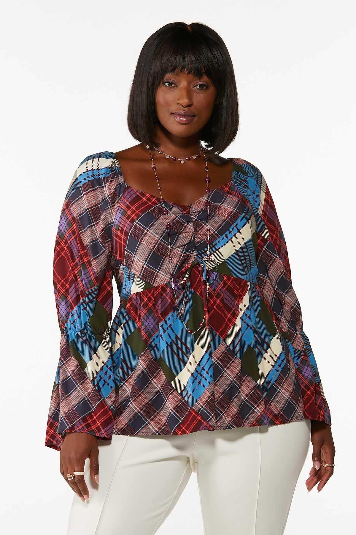 Plus Size Convertible Bell Sleeve Poet Top