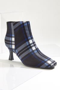 Wide Width Plaid Square Toe Booties