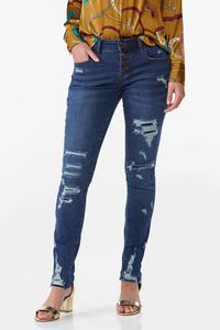 Distressed Button Fly Jeans