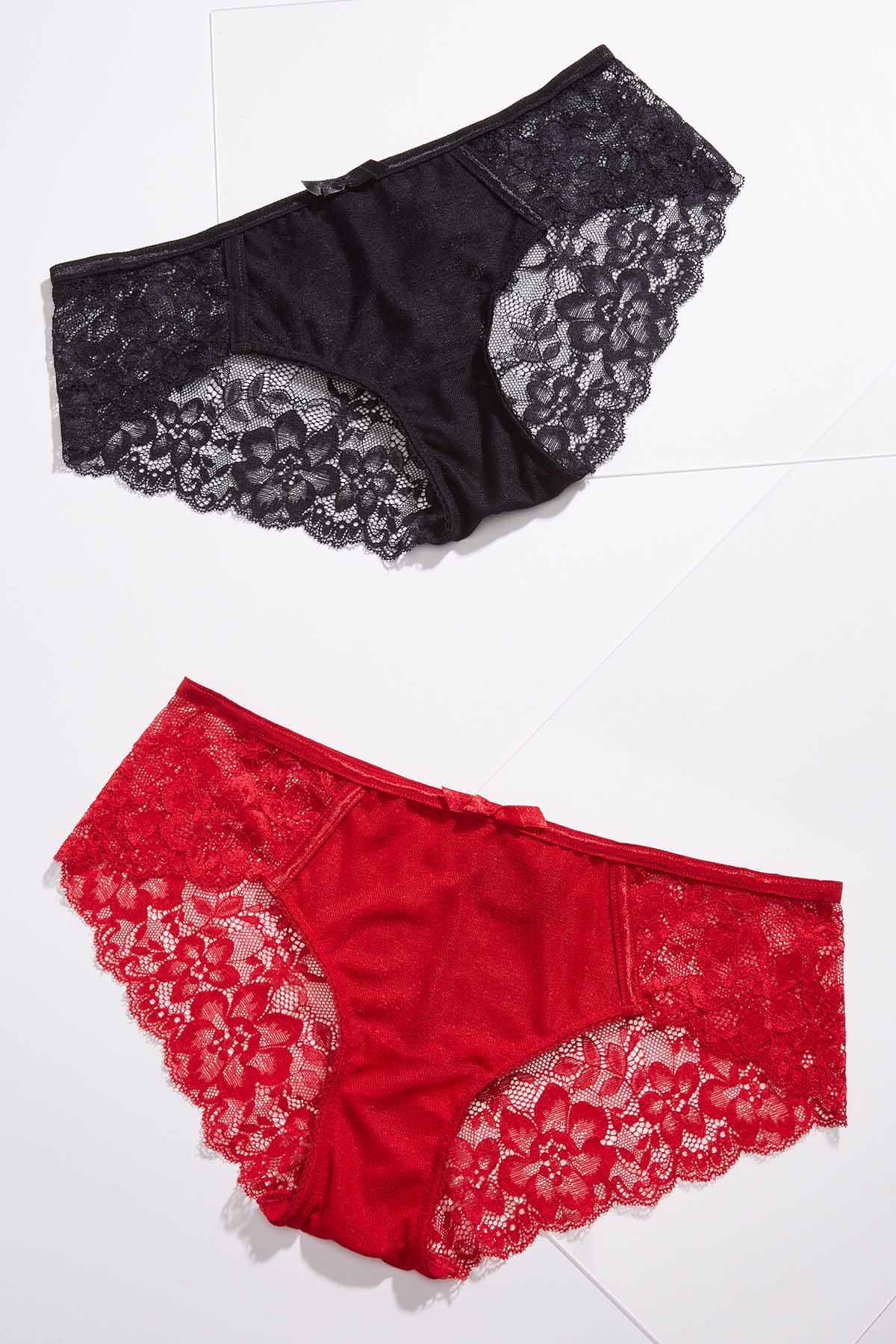 Black Red Lace Panty Set