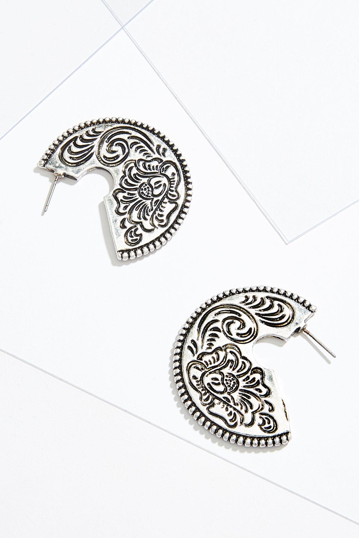Engraved Flower Earrings