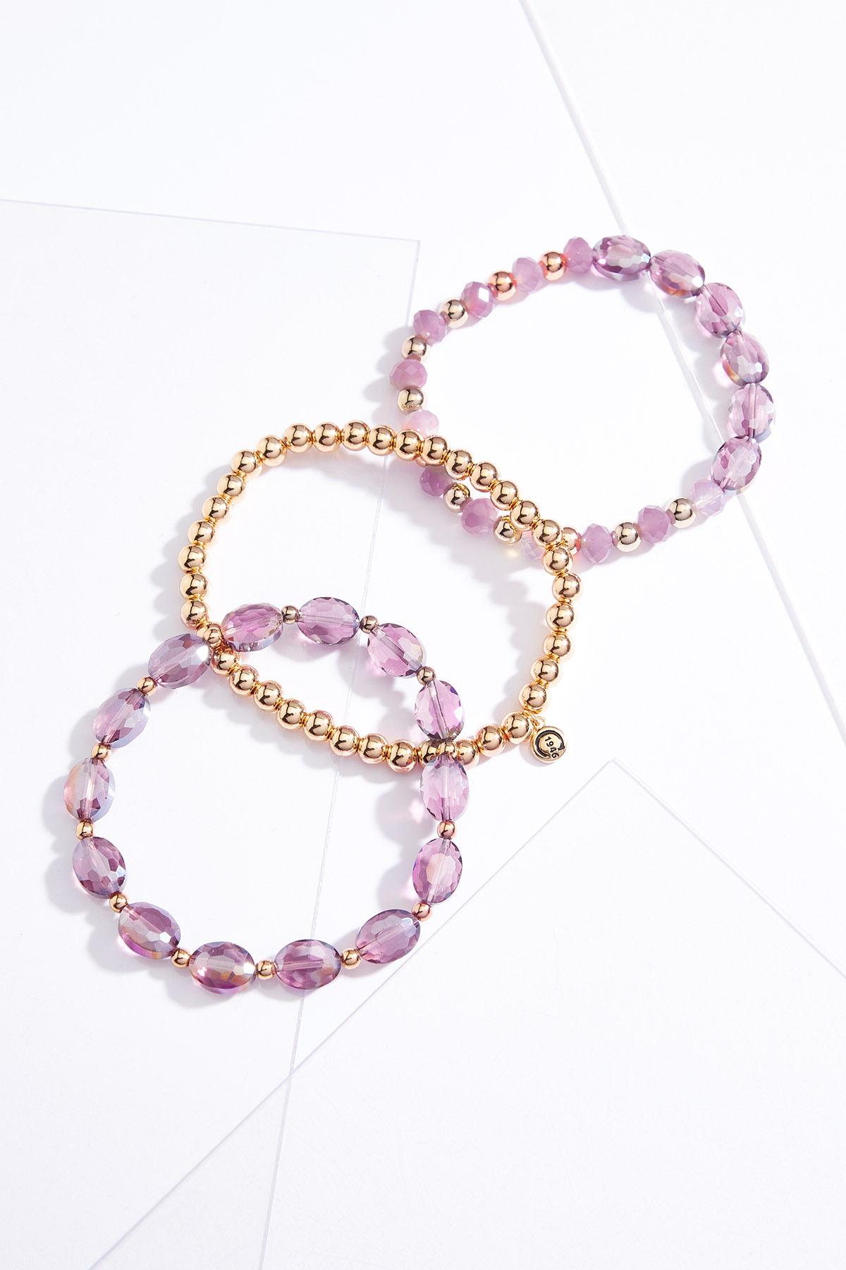 Mixed Lilac Glass Bracelet Set