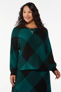 Plus Size Diamond Plaid Sweater