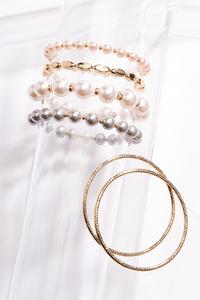 Mixed Pearl Metal Bracelet Set