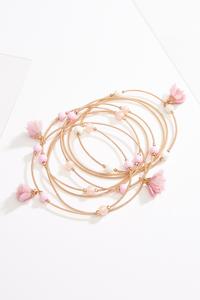 Pink Floral Chiffon Bracelet Set