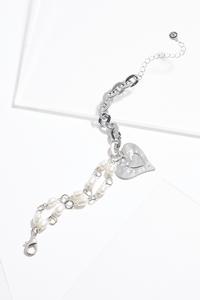 Pearl Chain Heart Bracelet