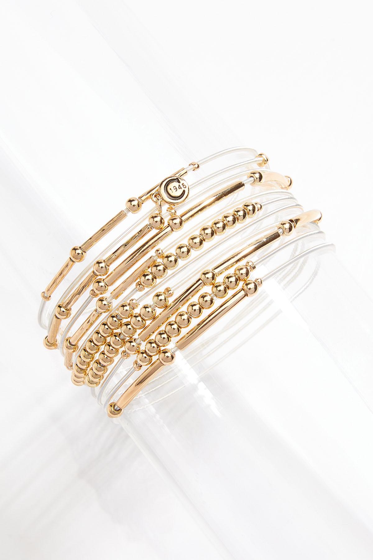 Gold Bar Beaded Bracelet Set