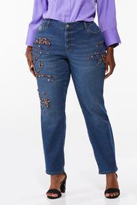 Plus Size Rhinestone Embellished Jeans