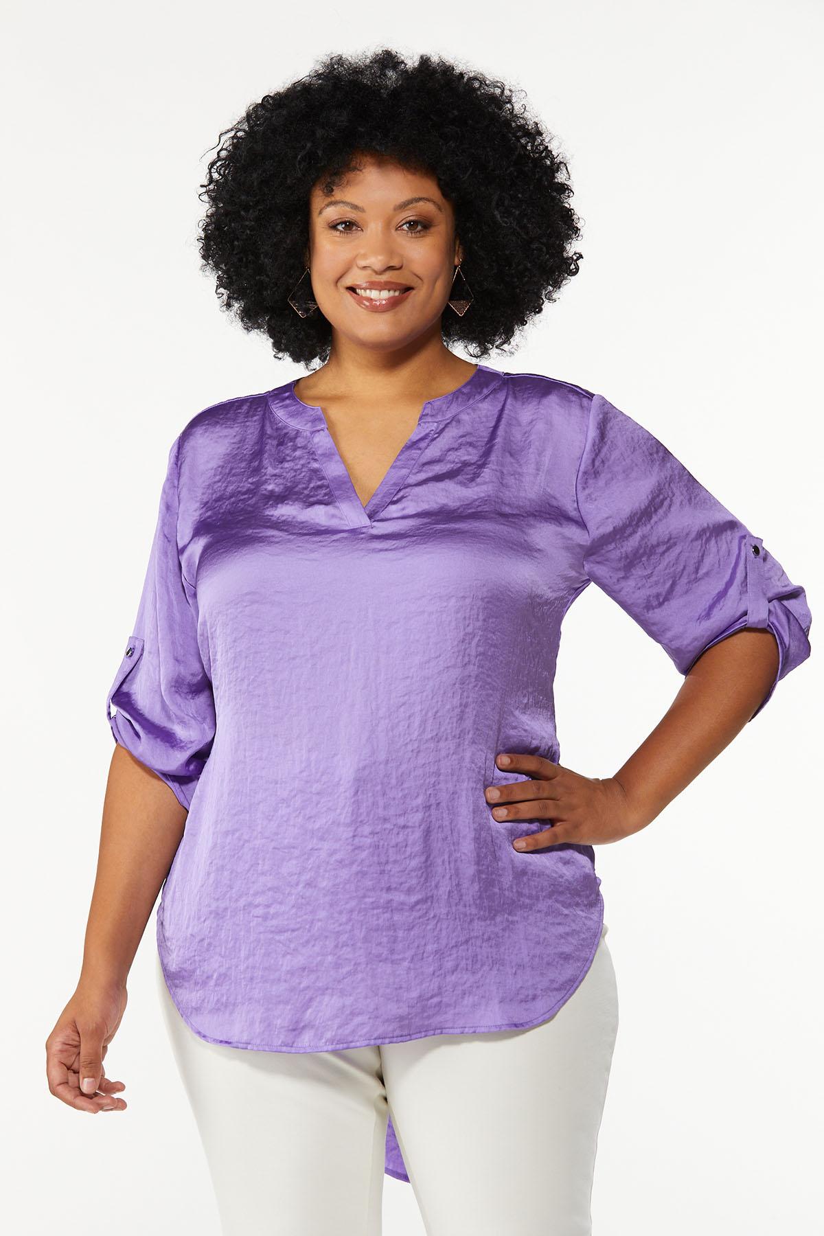 Plus Size Satin High-Low Popover Top