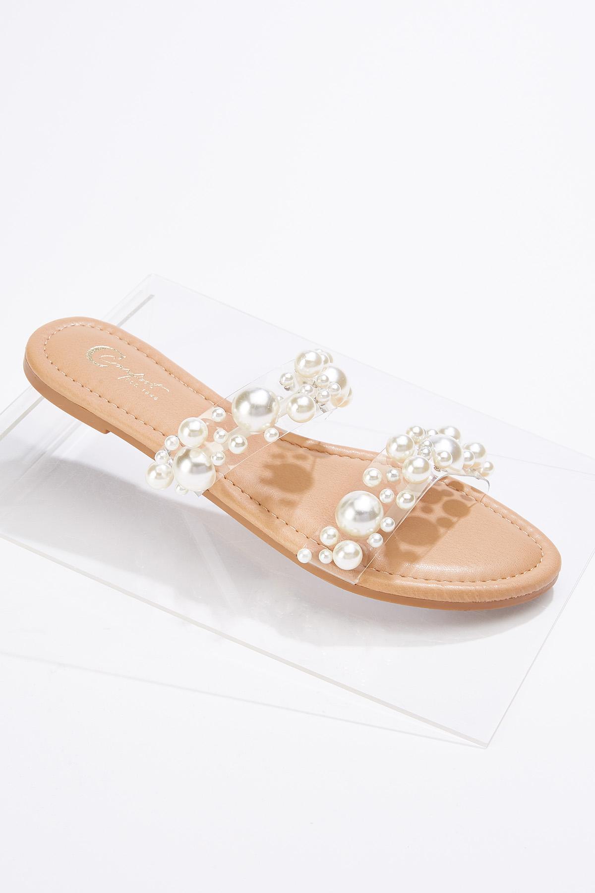 Lucite Pearl Band Sandals