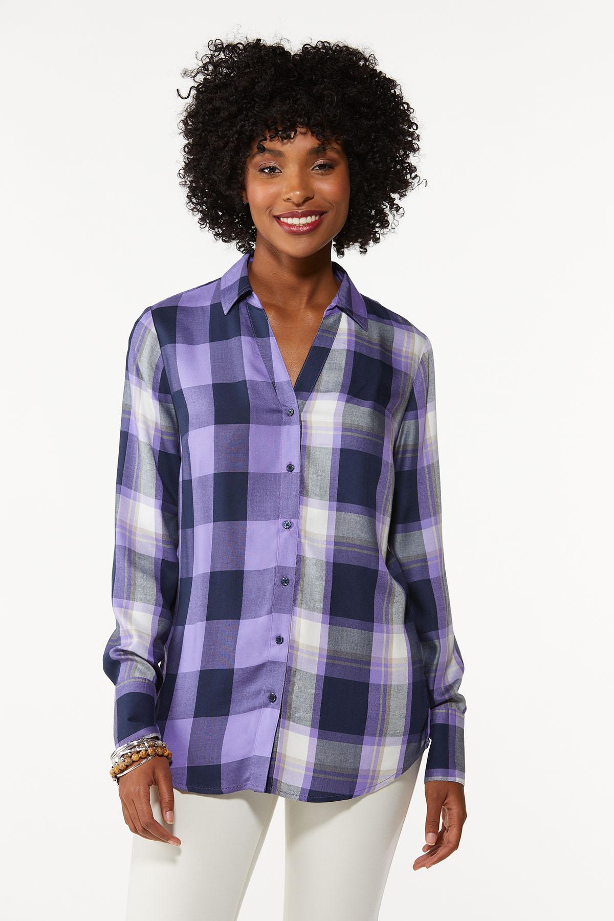 Button Front Plaid Tunic