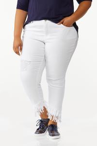 Plus Size Cropped Tiered Fringe Jeans