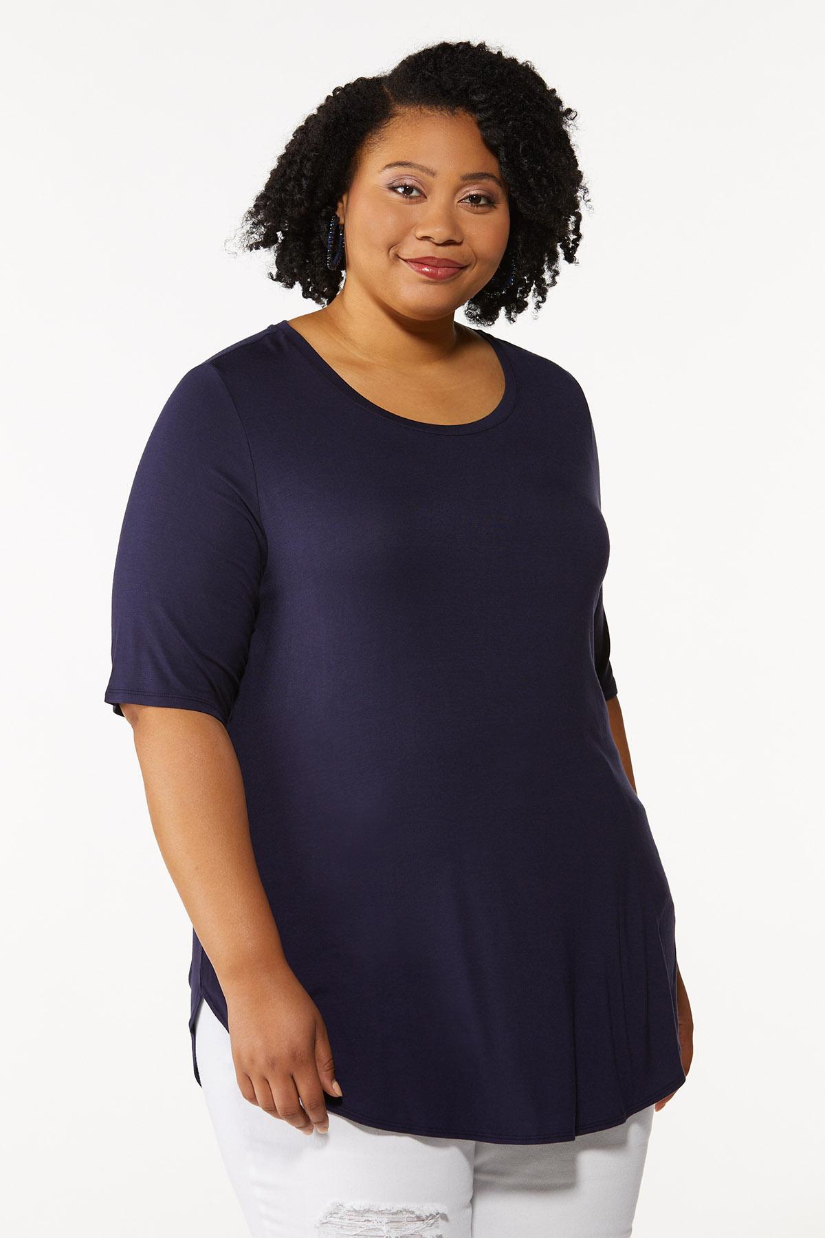 Plus Size Solid Shirttail Tunic