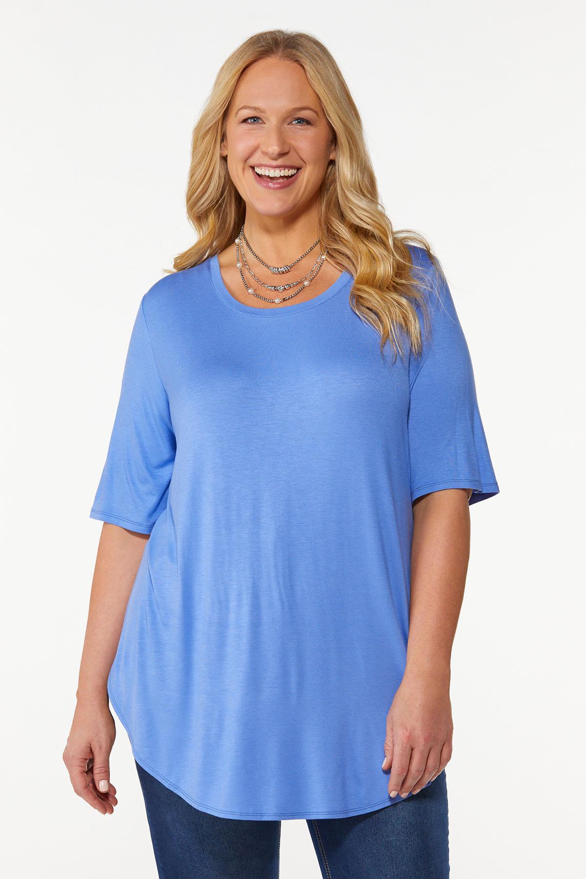 Plus Size Solid Shirttail Tunic