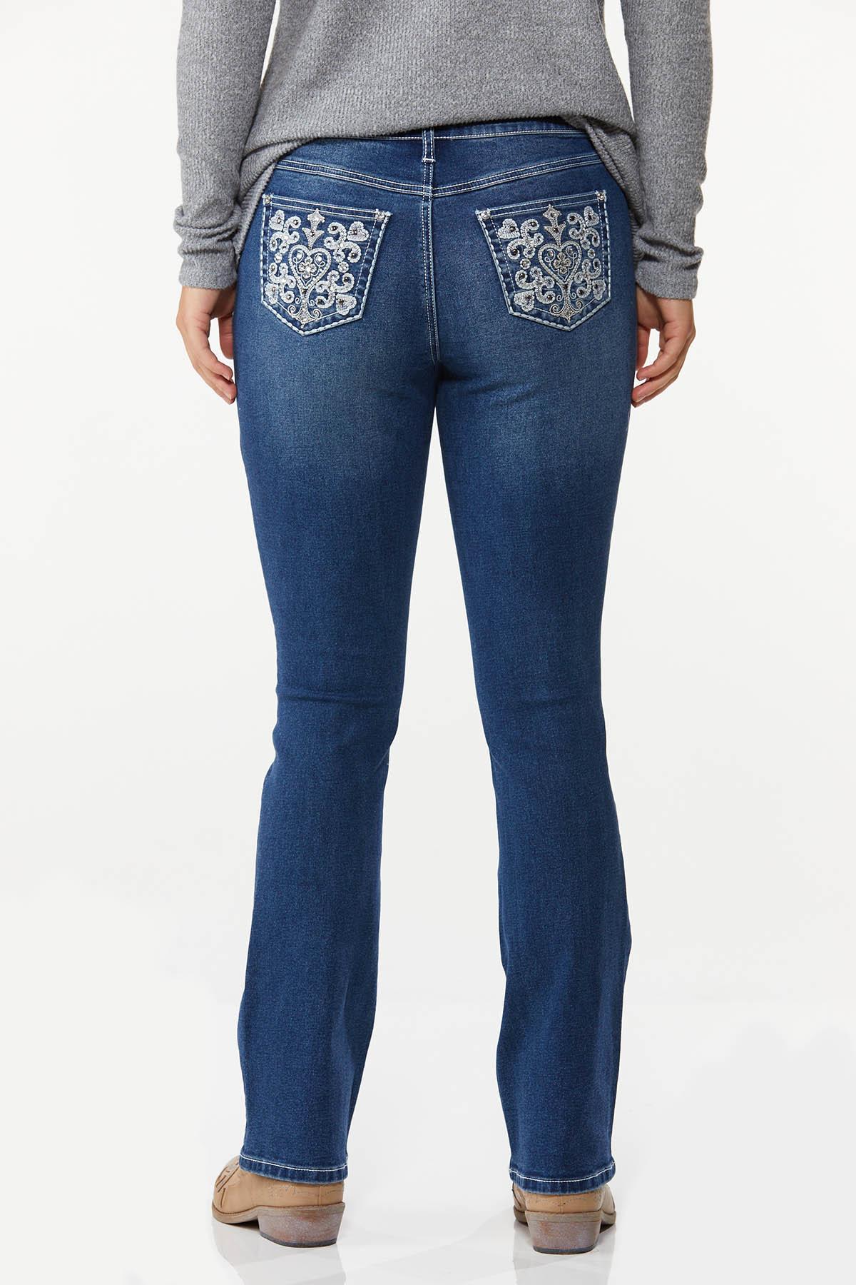 Petite Heart Embroidered Jeans