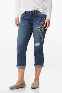Embroidered Cropped Jeans