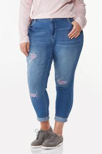 Plus Size Heart Patchwork Jeans