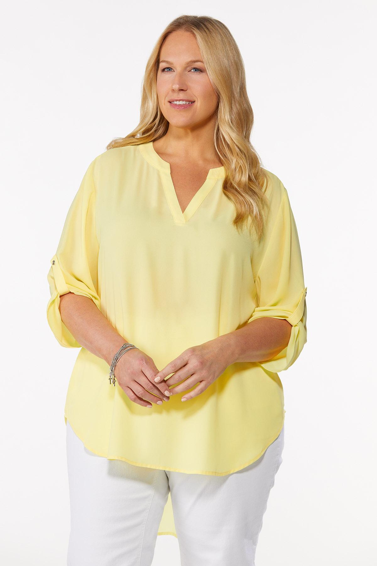 Plus Size Solid Popover Top