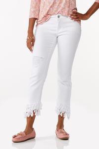Cropped Tiered Fringe Jeans