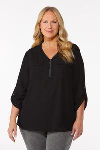 Plus Size Rolled Sleeve Equipment Top