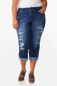 Plus Size Cropped Girlfriend Jeans