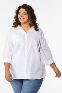 Plus Size Solid Button Front Top
