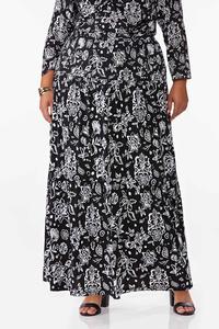 Plus Size Floral Tiered Maxi Skirt
