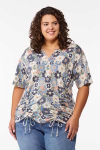 Plus Size Ribbed Floral Top