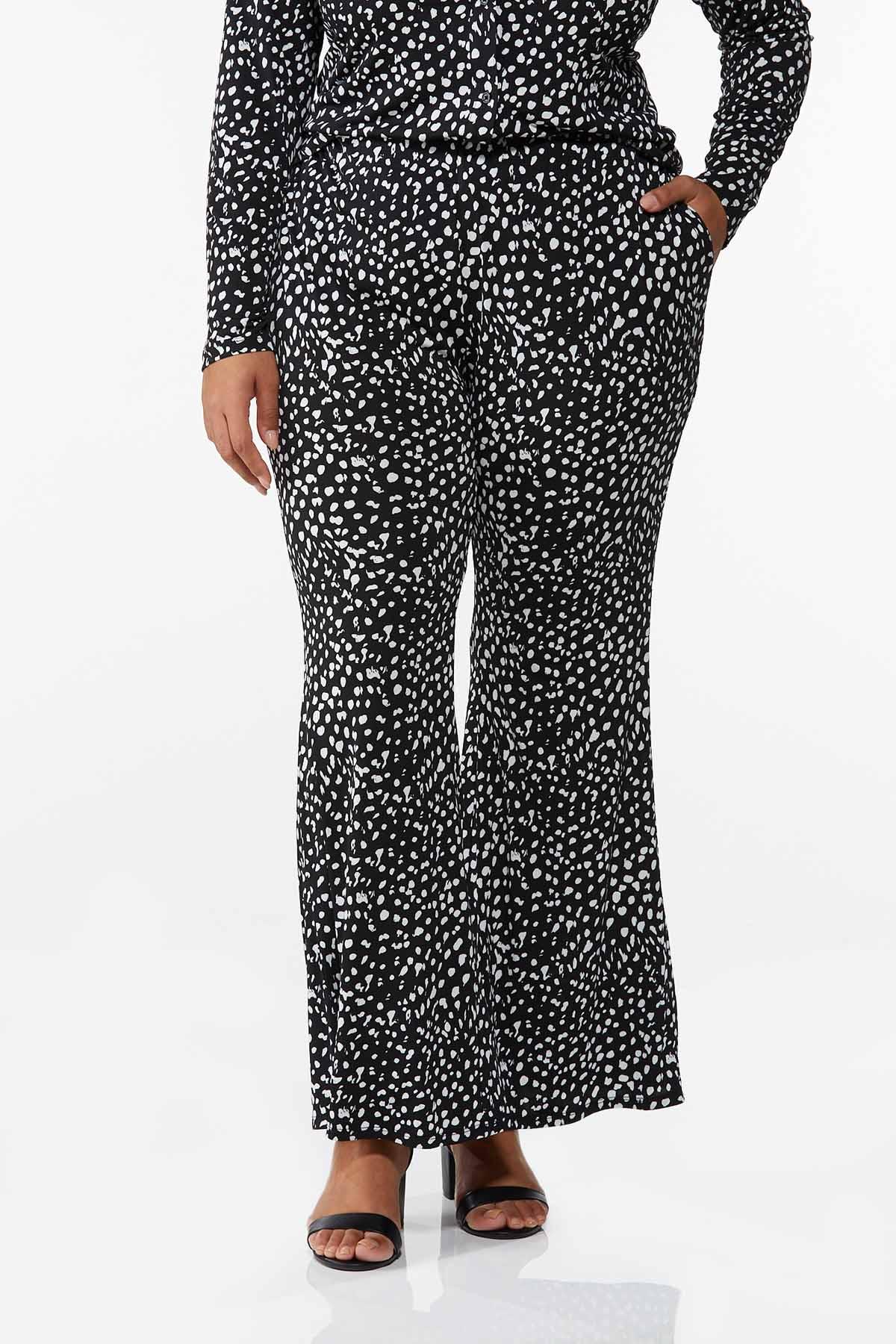 Plus Size Dotted Flare Pants