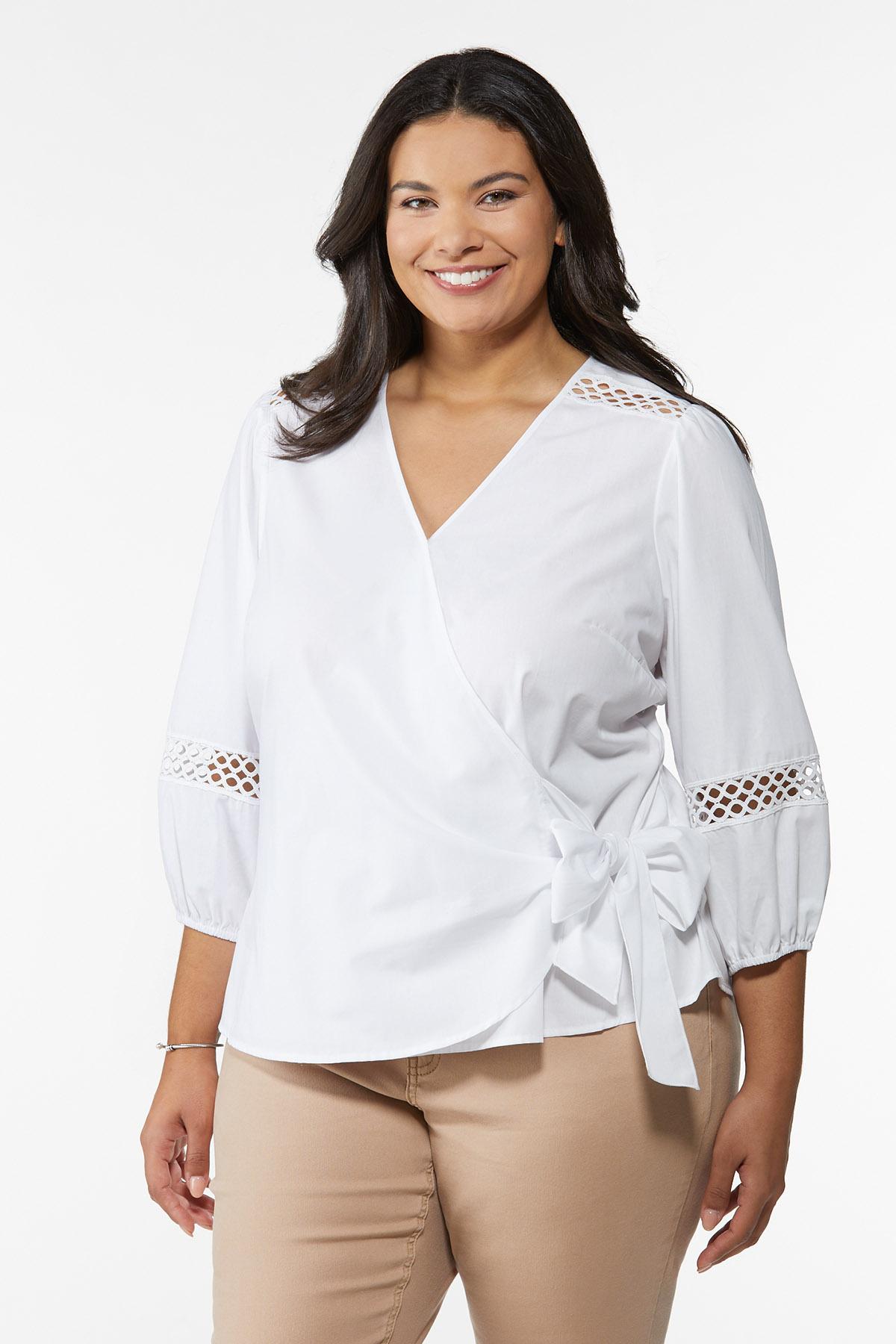 plus size white wrap top
