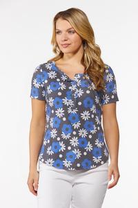 Floral Henley Waffle Top