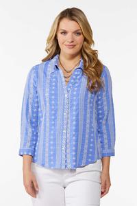Embroidered Button Down Top