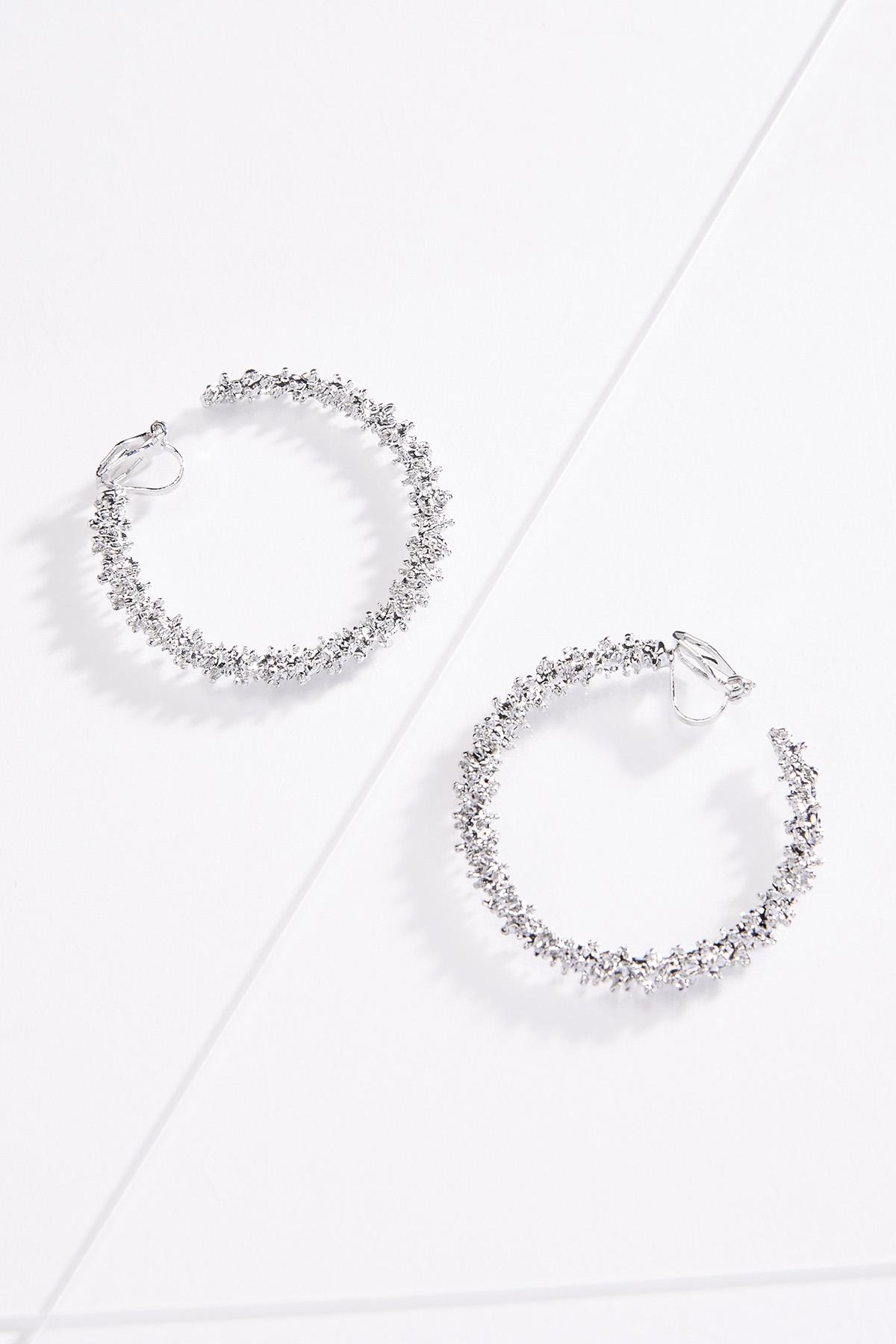 Clip-On Textured Silver Earrings